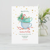 Kerst Tea Party uitnodigingen (Staand voorkant)