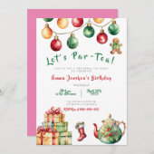 Kerst Tea Party Verjaardag Uitnodiging (Voorkant / Achterkant)