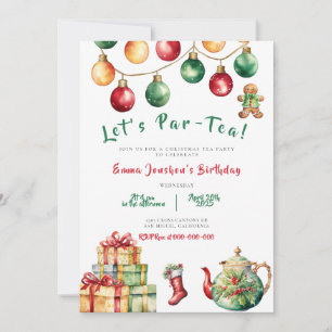 Kerst Tea Party Verjaardag Uitnodiging
