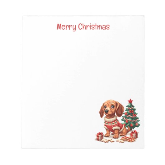 Kerst teckel hond vakantie koekjes notitieblok (Voorkant)