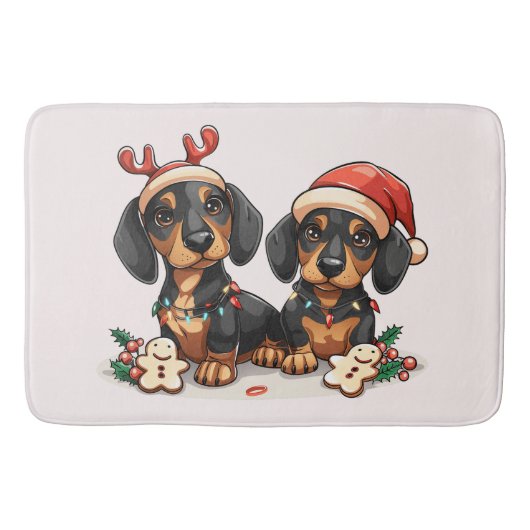 Kerst teckel honden badmat (Voorkant)