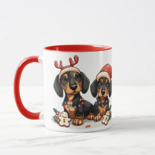 Kerst teckel honden mok