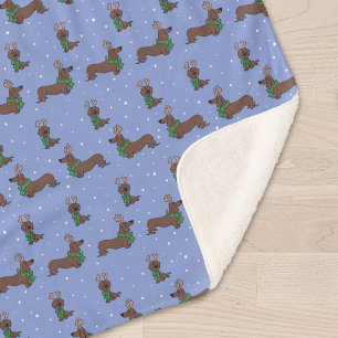 Kerst teckel rendier Schattige patroon Sherpa Deken