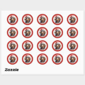 Kerst Teckel Ronde Stickers (Vel)