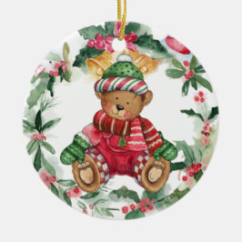 Kerst Teddy Bear Ceramic Ornament