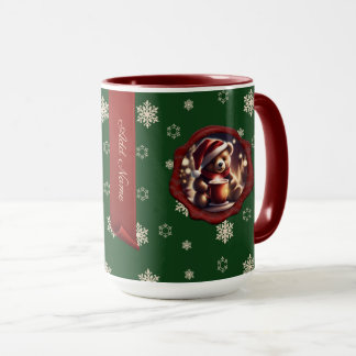 Kerst Teddy HotCocoa Gepersonaliseerde Banner Groe Mok