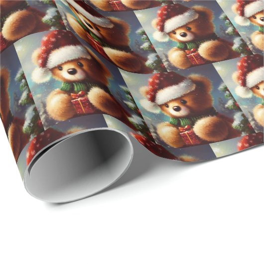 Kerst Teddybeer 2 Cadeaupapier (Rol Hoek)