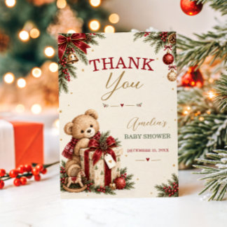 Kerst Teddybeer Baby Shower Bedankt