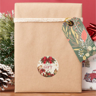 Kerst Teddybeer Een Klein Cadeautje Baby Shower Ronde Sticker