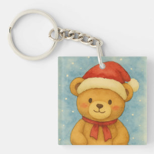 Kerst Teddybeer in een Besneeuwd Wonderland Sleutelhanger
