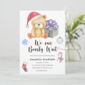 Kerst Teddybeer Winter Baby shower uitnodiging (Staand voorkant)