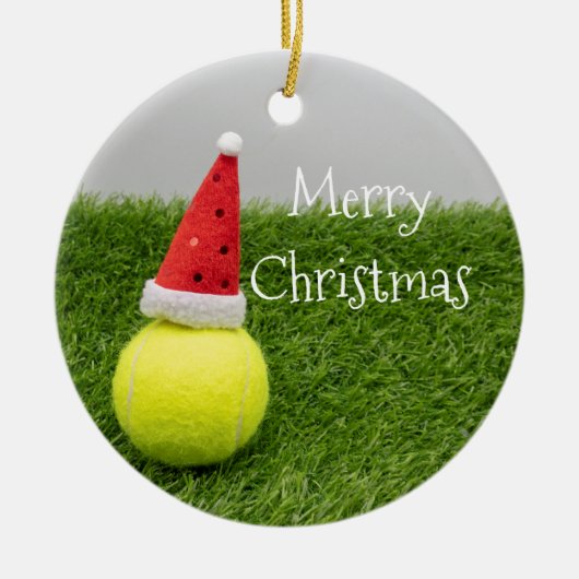 Kerst, tennisbal en kerstbal keramisch ornament (Voorkant)