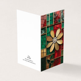 Kerst Thema Bloem Vitrail Mozaïek gebroken glas Kaart