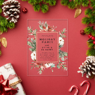 Kerst Thema Bloemen Lijst Vakantie Party Acryl Uitnodigingen