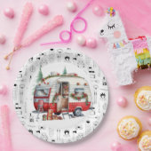 Kerst thema camping papieren bordje (Feest)