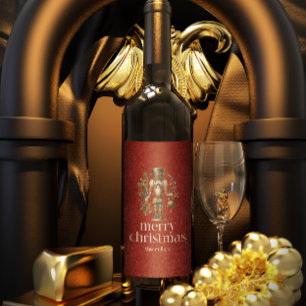 Kerst Thema Notenkraker Retro Typografie Wijn Etiket