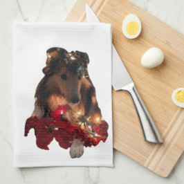 Kerst Thema Sheltie Theedoek