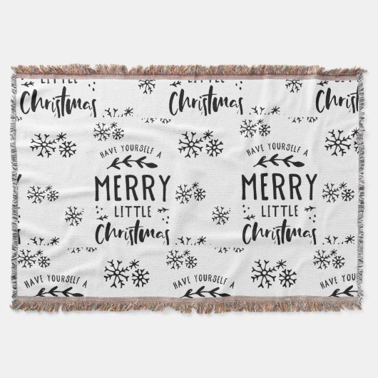 Kerst Theme Gooi Deken - Zwart & Wit (Voorkant)