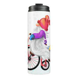 Kerst thermische tumbler kabouter met cadeaus thermosbeker