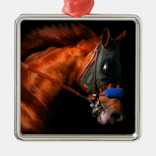 Kerst Thoroughbred Racehorse Metalen Ornament (Voorkant)