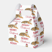 Kerst Tijger Grappig Dier met Santa Hat Bedankdoosjes (Achterkant)