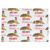 Kerst Tijger Grappig Dier met Santa Hat Groot Cadeauzakje (Achterkant)