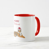 Kerst Tijger Grappig Dier met Santa Hat Mok (Voorkant rechts)