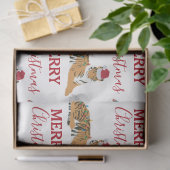 Kerst Tijger Grappig Dier met Santa Hat Tissuepapier (Geschenk)