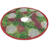 Kerst Tinsel PomPoms - Rood, Groen en Wit Fleece Kerstboom Rok (Gekanteld)