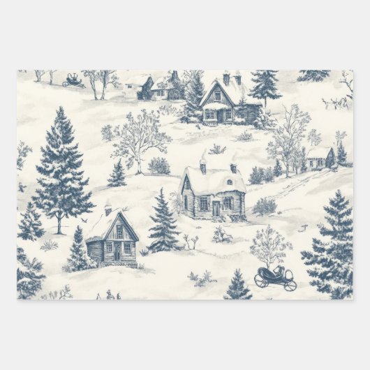 Kerst Toile Pattern Accessoires Inpakpapier Vel (Voorkant 3)