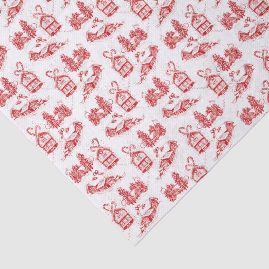 Kerst Toile Wrapping papier | Rood (Detail)