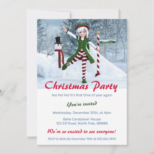 Kerst Toon Meisje in een Winterbos Kaart (Voorkant)