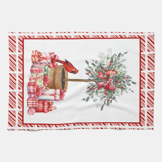 Kerst Topiary keukenhanddoek (Horizontaal)