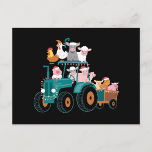 Kerst Tractor Boerderij Grappige Feestdag  Briefkaart