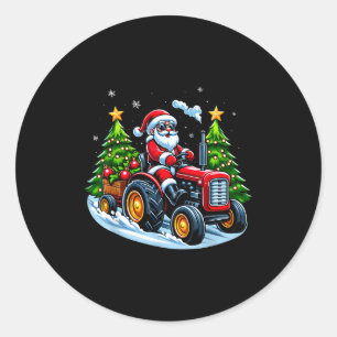 Kerst Tractor Sinterklaas Kerstmis Boerderij Truck Ronde Sticker