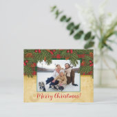 Kerst Traditionele geruite Tartan krans foto Briefkaart (Staand voorkant)