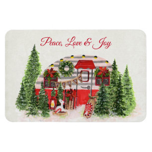 Kerst Trailer Camper Vrede Liefde & Vreugde Magneet