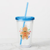 Kerst Treats Gingerbread Man Candy Cane Acryl Drinkbeker (Achterkant)