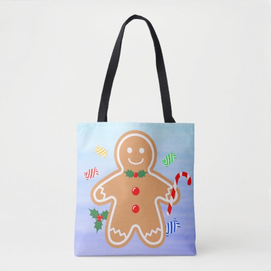 Kerst Treats Gingerbread Man Candy Cane Draagtas (Voorkant)