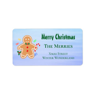 Kerst Treats Gingerbread Man Candy Cane Etiket