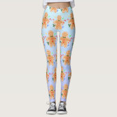 Kerst Treats Gingerbread Man Candy Cane Leggings (Voorkant)