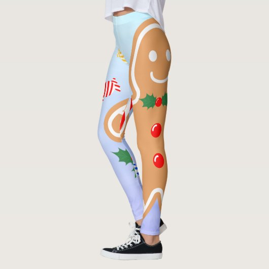 Kerst Treats Gingerbread Man Candy Cane Leggings (Links)