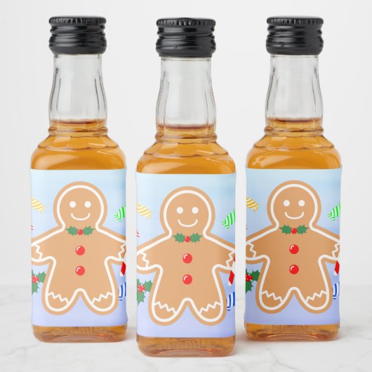 Kerst Treats Gingerbread Man Candy Cane Likeurfles Etiket (Flessen)