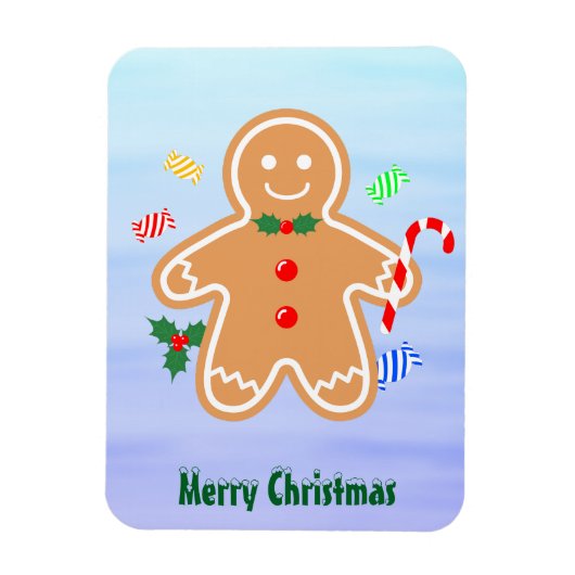 Kerst Treats Gingerbread Man Candy Cane Magneet (Verticaal)
