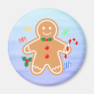 Kerst Treats Gingerbread Man Candy Cane Magneet