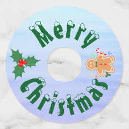 Kerst Treats Gingerbread Man Candy Cane Wijnglaslabel