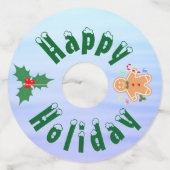 Kerst Treats Gingerbread Man Candy Cane Wijnglaslabel (Achterkant)