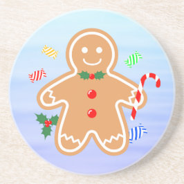 Kerst Treats Gingerbread Man Candy Cane Zandsteen Onderzetter