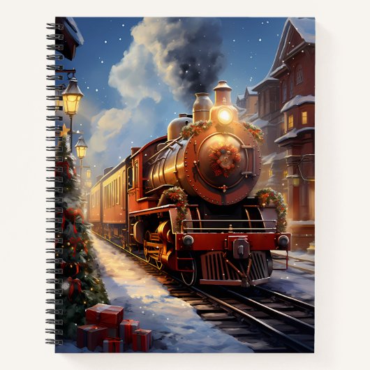 Kerst trein spiraal Notitieboek (Voorkant)
