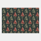Kerst TRIO Bomen en Strepen Wrapping Paper (Voorkant)